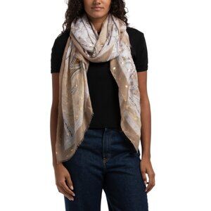 LULLA COLLECTION Beige Paisley Lightweight Printed Scarf